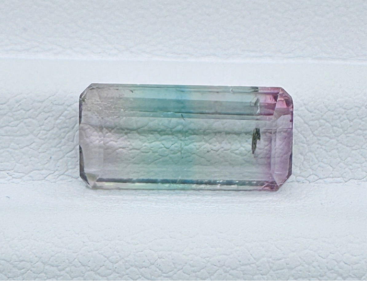 Afghanistan Tricolor Tourmaline Emerald Cut Faceted 3.37 Ct