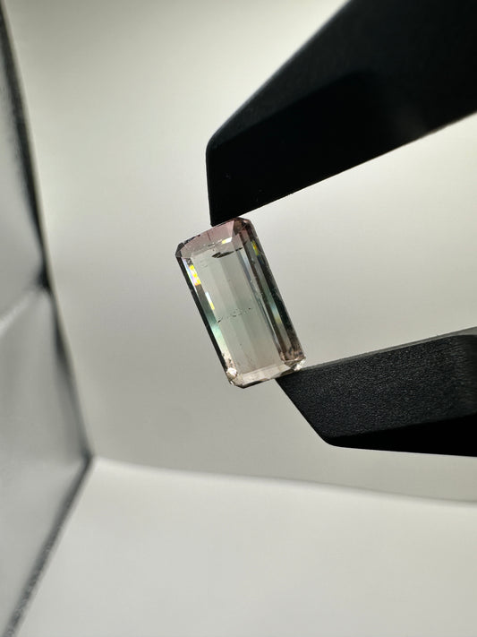 Afghanistan Tricolor Tourmaline Emerald Cut Faceted 3.37 Ct