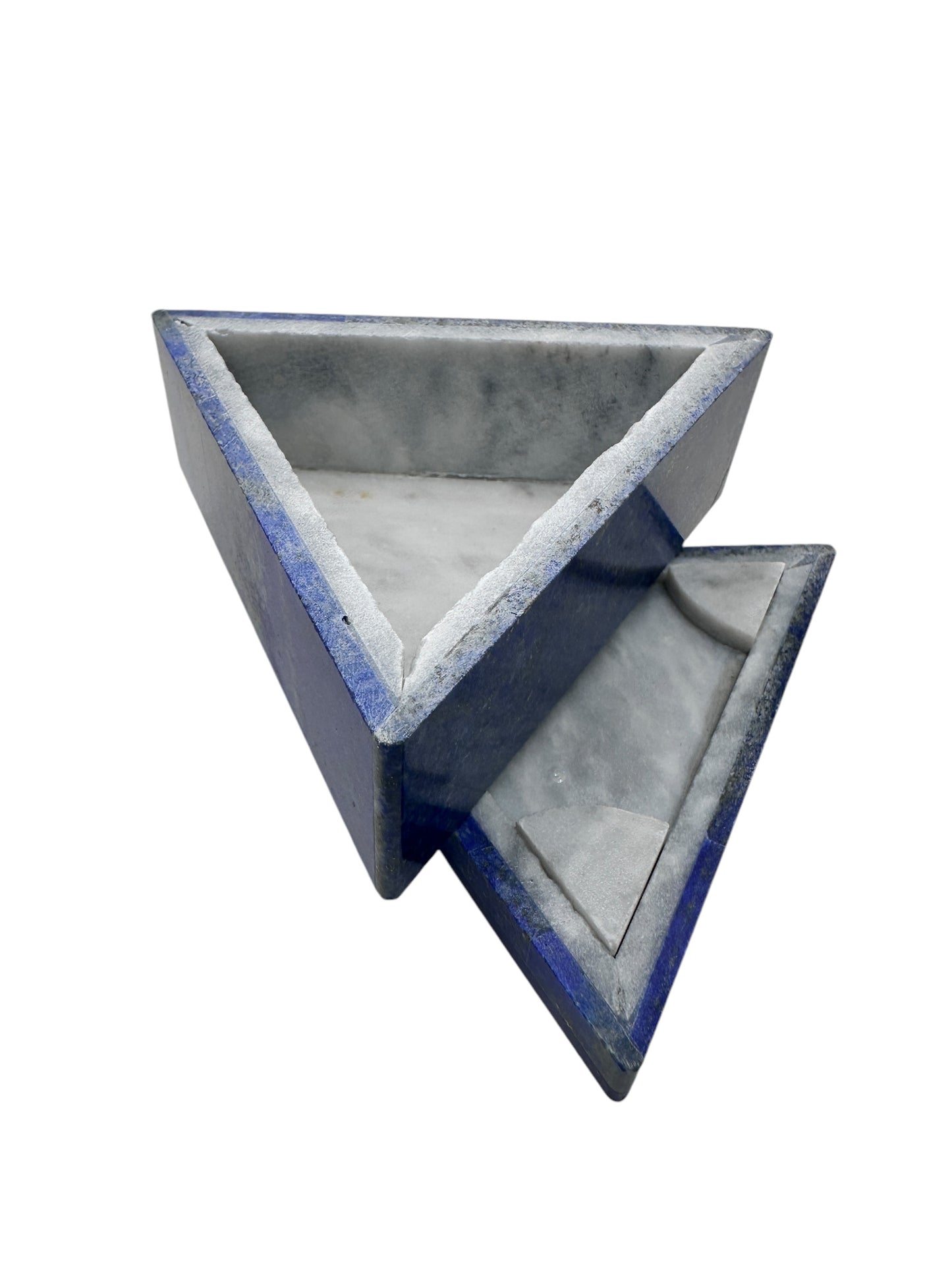 Lapis Lazuli Triangular Jewelry Box with Lid – 3.6” Sides x 1.6” High