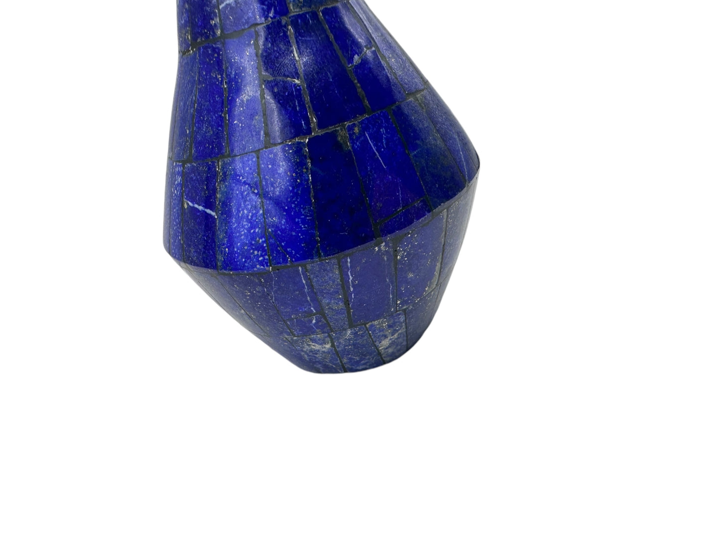 Lapis Lazuli Round Vase 7” x 3.25” – Royal Blue Afghan Gemstone Vase