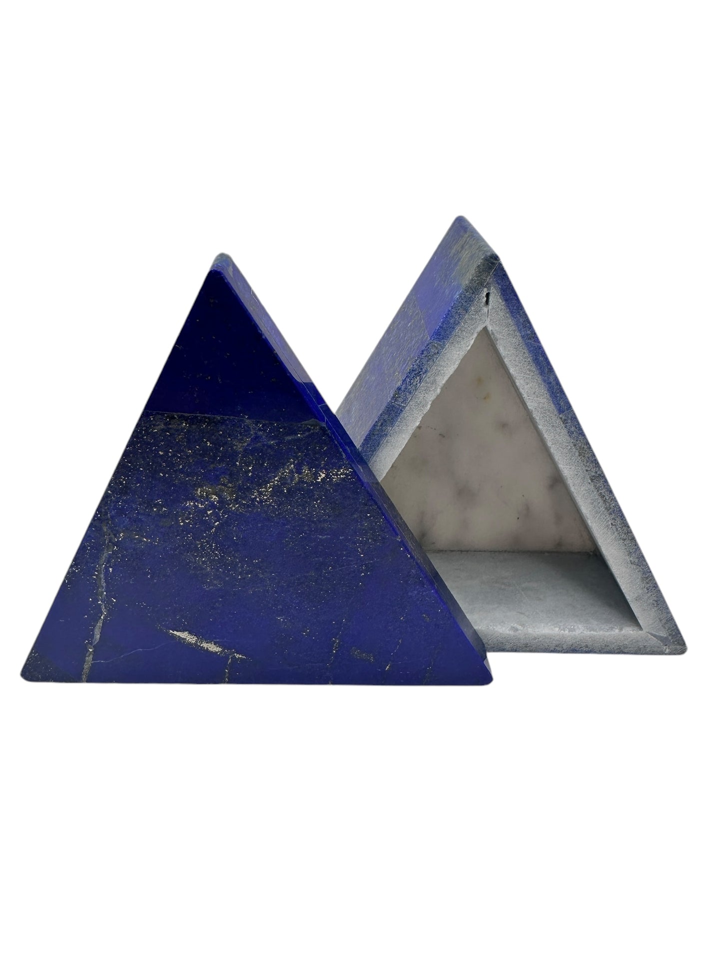 Lapis Lazuli Triangular Jewelry Box with Lid – 3.6” Sides x 1.6” High