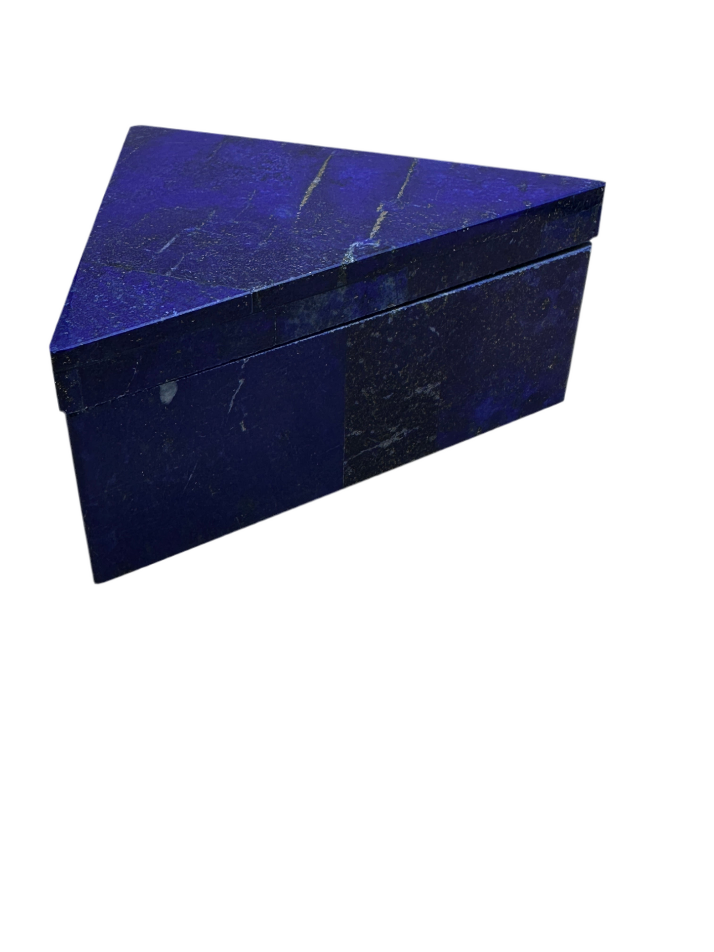 Lapis Lazuli Triangular Jewelry Box with Lid – 3.6” Sides x 1.6” High