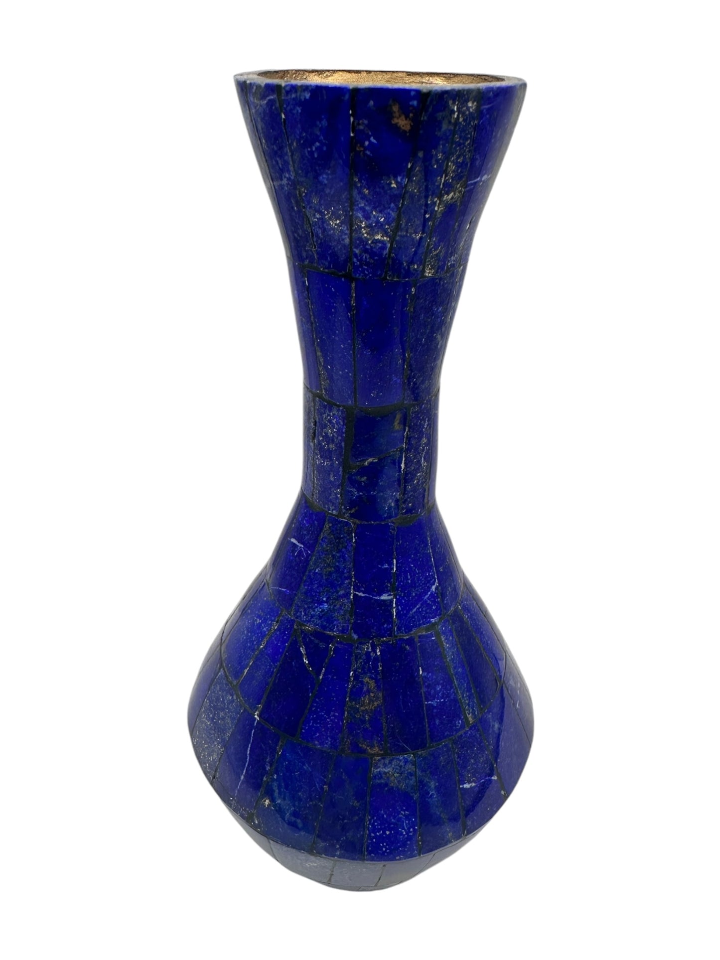 Lapis Lazuli Round Vase 7” x 3.25” – Royal Blue Afghan Gemstone Vase