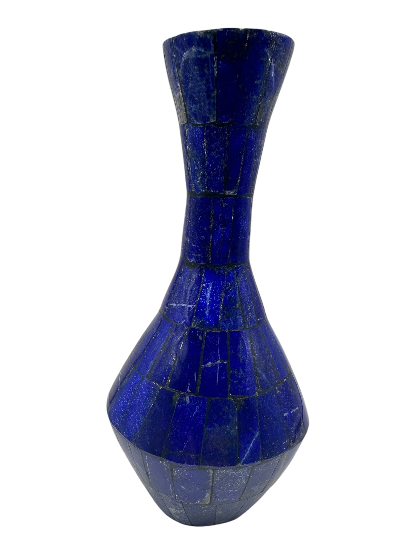 Lapis Lazuli Round Vase 7” x 3.25” – Royal Blue Afghan Gemstone Vase